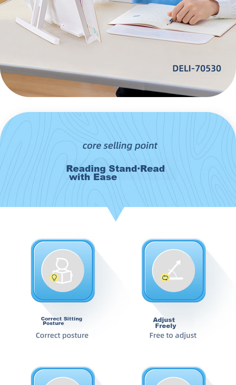 Deli [Lowest Price Online] Multifunctional Reading Stand Portable Book Holder Book Stand Adult Handheld Book Flip for Textbooks Stationery Birthday Gift for Boys And Girls 2