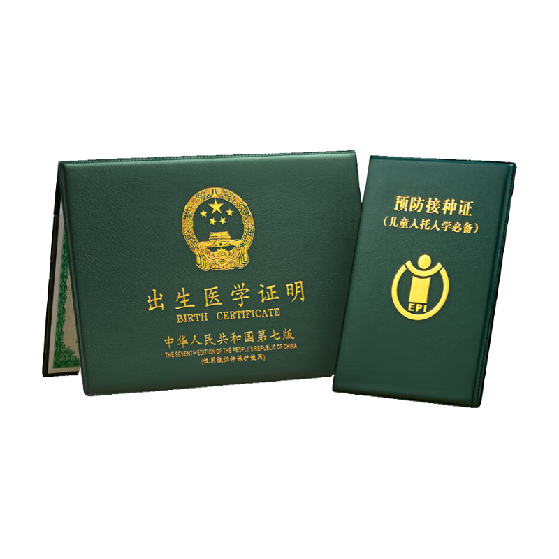 JONEVEE Birth Certificate And Vaccination Record Protector Cover (Set of 2), Classic Double-Page Insert, Dark Green, Baby Medical Document Outer Case, ZWCS03