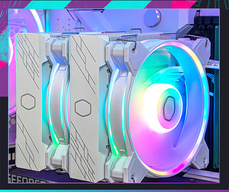 CoolerMaster MasterFan MF140 HALO 2nd Generation White ARGB Case Fan, Balanced Fan Design, Dual ARGB Lighting Effects, Sound-Absorbing And Noise-Reducing 4