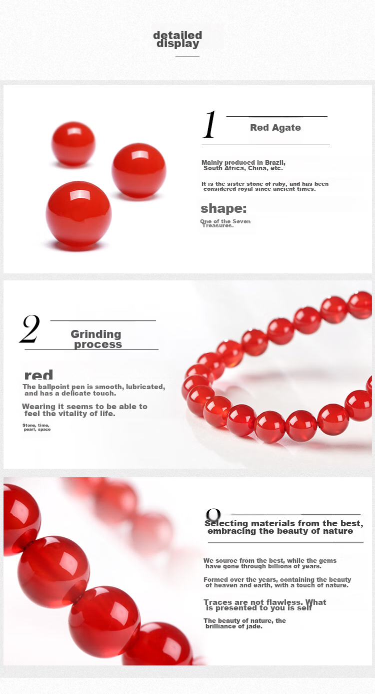 Istone Red Agate Bracelet, Couple's Beaded Bracelet, 12mm, New Chinese Style, Birthday Gift for Girlfriend 8