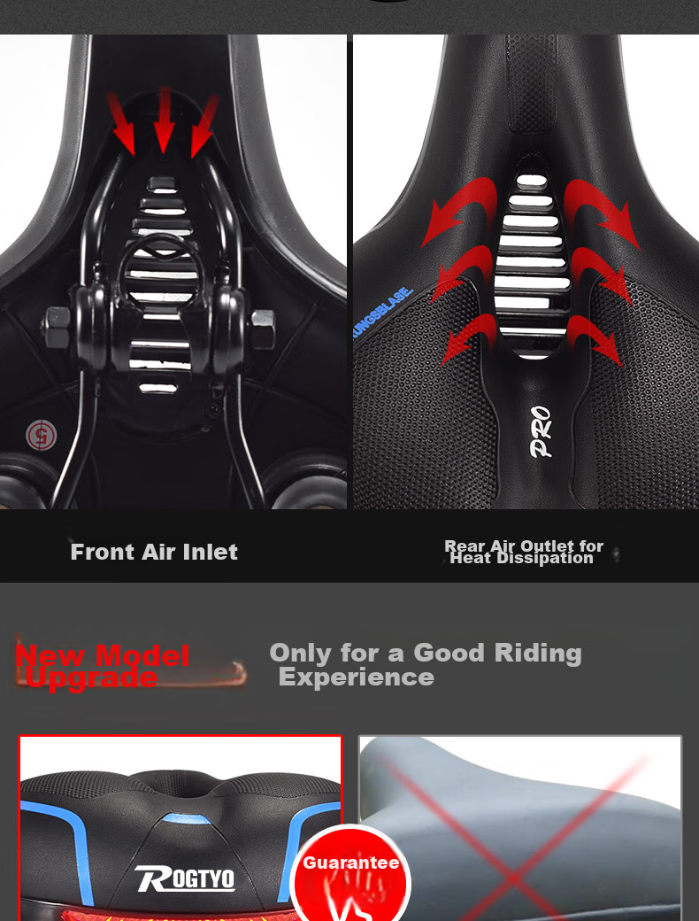 ROGTYO Bicycle Seat, Mountain Bike Saddle, Thickened Universal Seat Cushion, Bike Seat Accessory 4