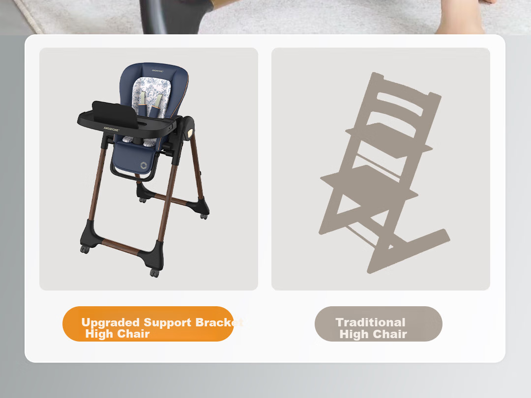 AMORHOME Baby High Chair, Multifunctional Foldable Portable Seat And Recliner Dining Table Chair, Adjustable, Midnight Blue 10