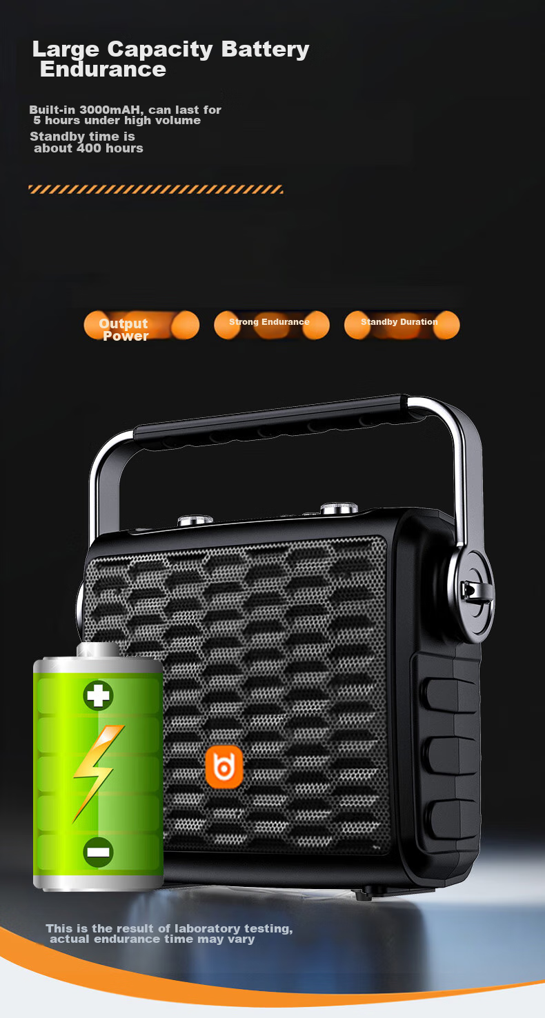 Beide Speaker, Square Dance Sound System for Home Karaoke, Wireless Bluetooth Portable Outdoor Performance Mobile Outdoor Commercial Performance Small Speaker, Black 6-Inch, Dual Microphones 4