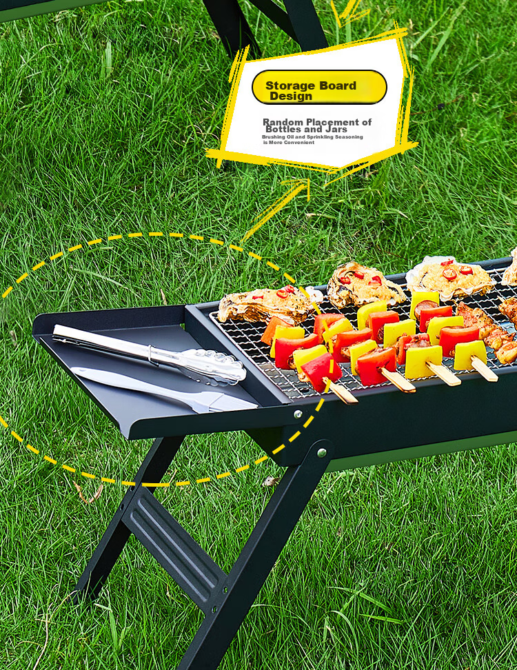 OFEIS Barbecue Grill Set for Home And Outdoor Use, Portable Charcoal Grill for Camping And Kebab Skewers, 6-Piece Set 5