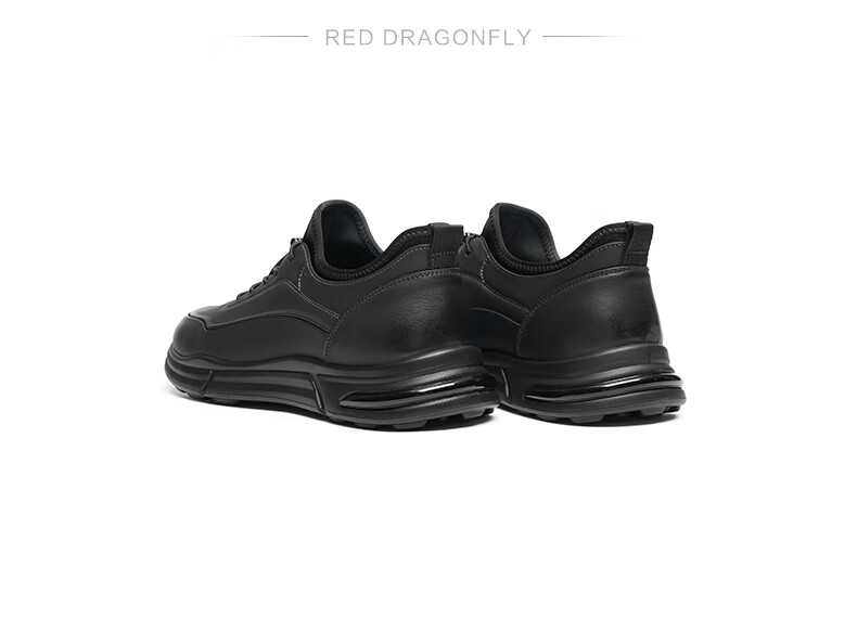 RED DRAGONFLY Men's Sports Leather Shoes, Spring And Autumn Casual Outdoor Shoes for Men, Trendy Single Shoes WTA34108 Black Size 41 6