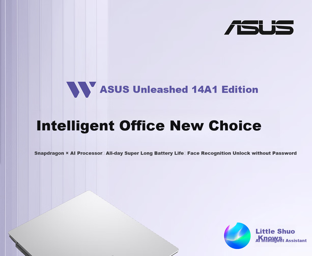 ASUS Wuwei 14 AI Edition 2025 X1407, 14-Inch Colorful Eye-Protection Long Battery Life AI Thin And Light Office Laptop (Snapdragon X, 16GB RAM, 512GB Storage) 2