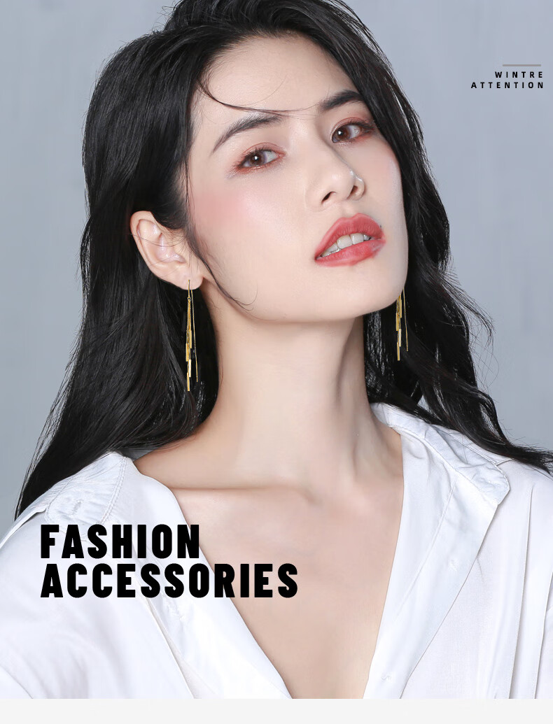 Qlady Tassel Earrings for Women, Elegant Silver Studs, Unique And High-End Luxury Ear Hoops, Birthday And New Year Gift 1