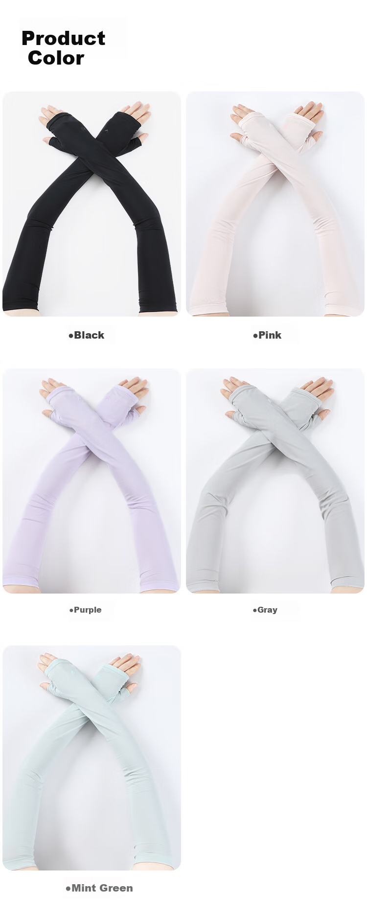 JIUMU Ice Silk Sun Protection Sleeves for Women, Summer Cooling UV Protection Arm Sleeves for Driving and Cycling 8