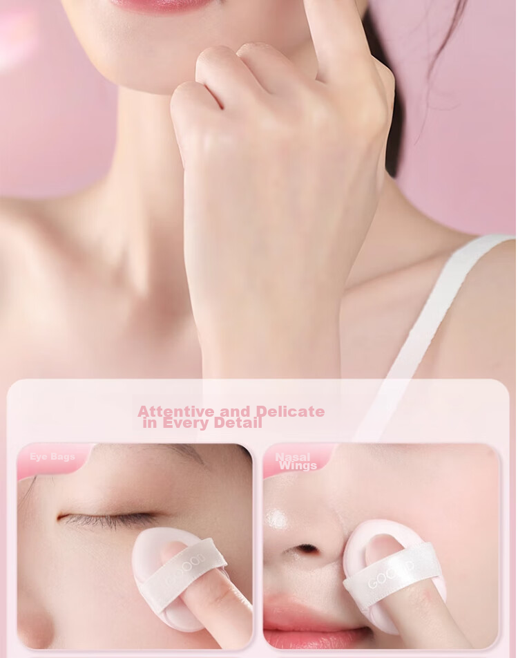 Goood GOOOD Finger Powder Puff, Thumb Small Pink Puff, Palm Puff, Pointed Tip Setting Powder, Small Finger Air Cushion Mini 5