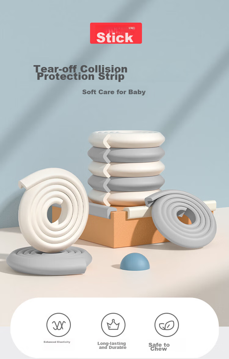 Bangbangzhu L-Shaped One-Tear Adhesive Safety Bumper Strip, Wall Corner Protection Strip, Thickened, 4-Meter Package, Gray 1