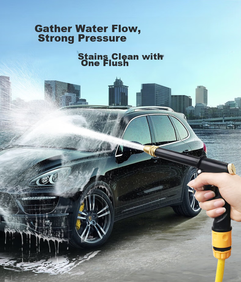 Pailete Car Wash Hose Gun, High-Pressure Household Pressure-Adjustable Watering Tool for Car Washing And Cleaning, 10-Meter Hose 1