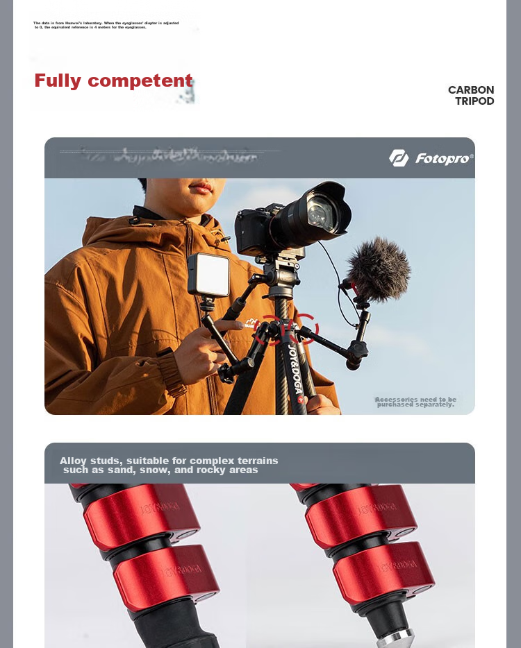 Fotopro X Joy Collaboration Edition, Flying One, Horizontal And Vertical Shooting Hydraulic Head, Carbon Fiber Camera Mirrorless Photography And Videography Tripod, Original Carbon Gray, Includes Phone Clamp 25