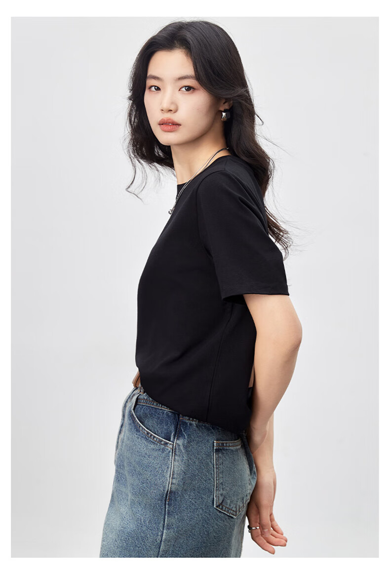 Ziyouxi 7A Grade Antibacterial Pure Cotton Heavyweight T-Shirt, 2026 New Style, Black Trendy Loose Casual White Short-Sleeve Women's Summer T-Shirt 18