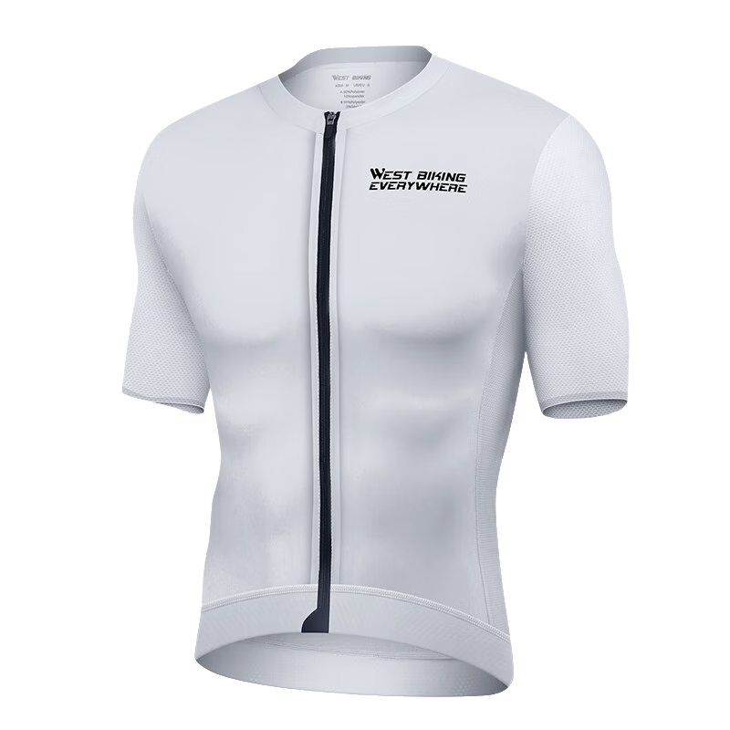 WestBiking Summer Cycling Jersey Short Sleeve Top, White, Size M