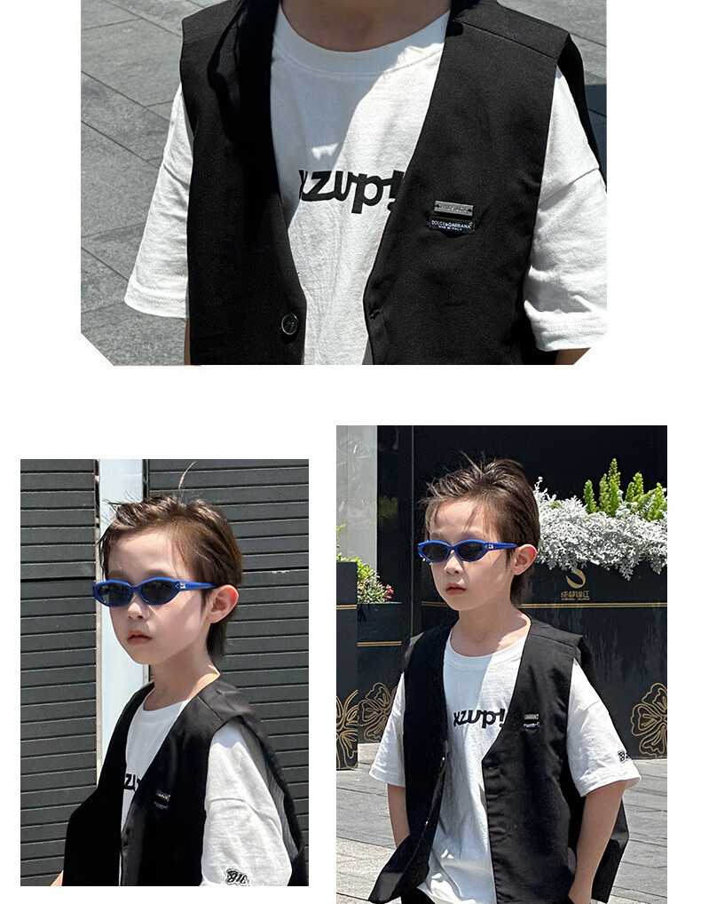 Boshide Children's Sunglasses, Cat Eye Glasses, Retro UV Protection Parent-Child Style, Black Frame with Gray Lenses 4