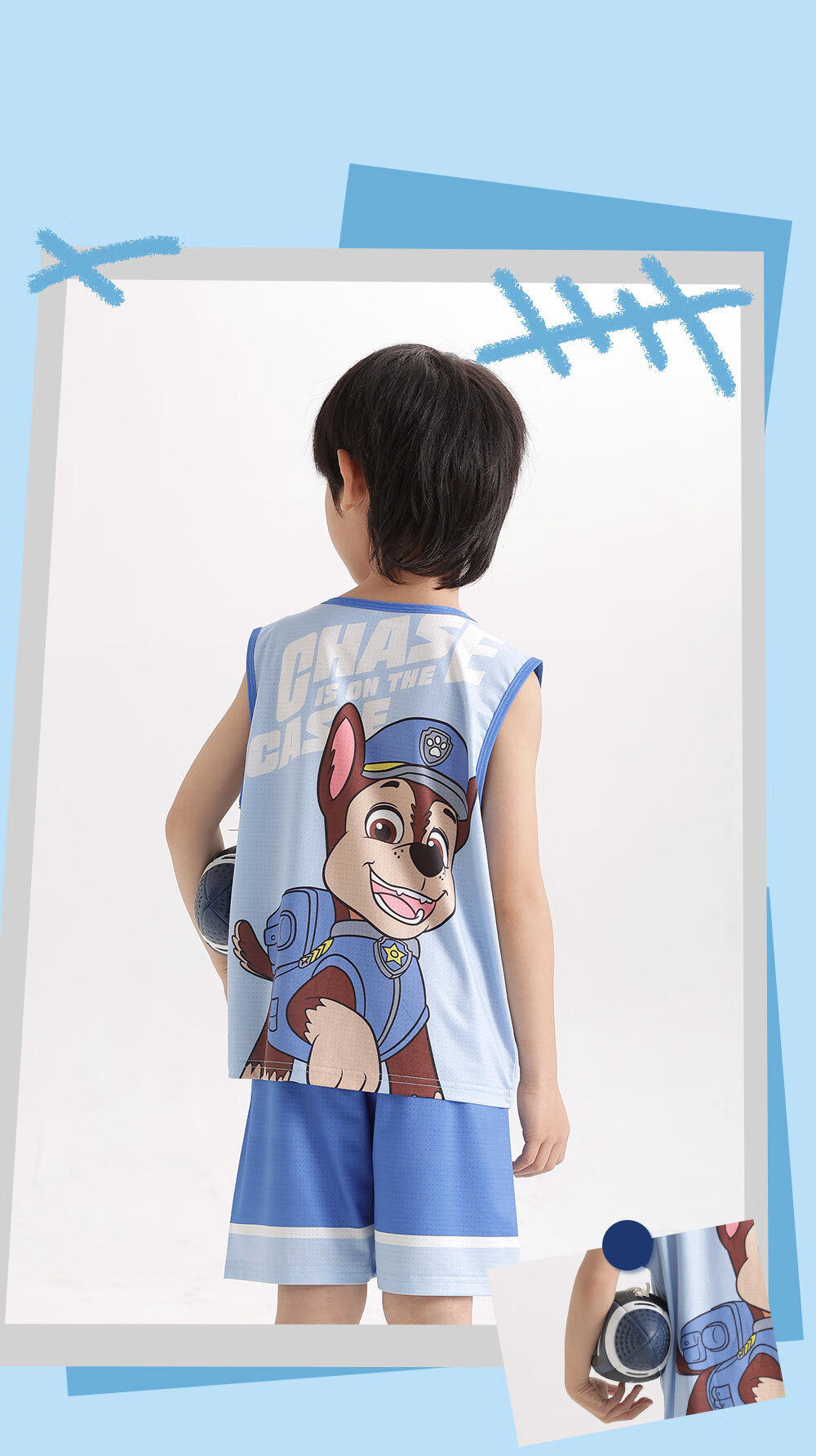 PAW PATROL Class A Children's Quick-Dry Vest Set, Boys' Shorts, Sports Summer Student Cartoon Children's Clothing PA1744A 100 14