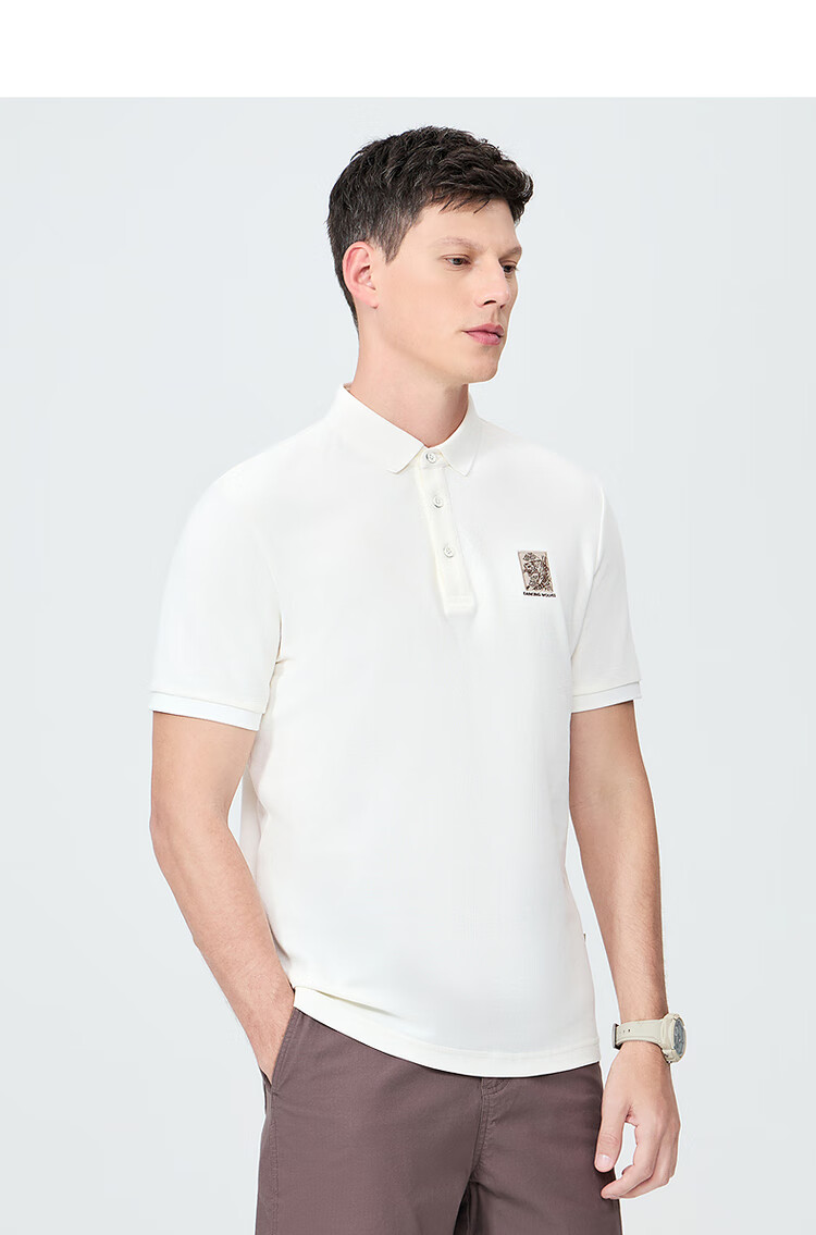 DANCING WOLVES [7A Antibacterial 2A Anti-Mite] Summer Cool Tiger Embroidery Men's Short-Sleeve POLO 001 Black M(170) 7