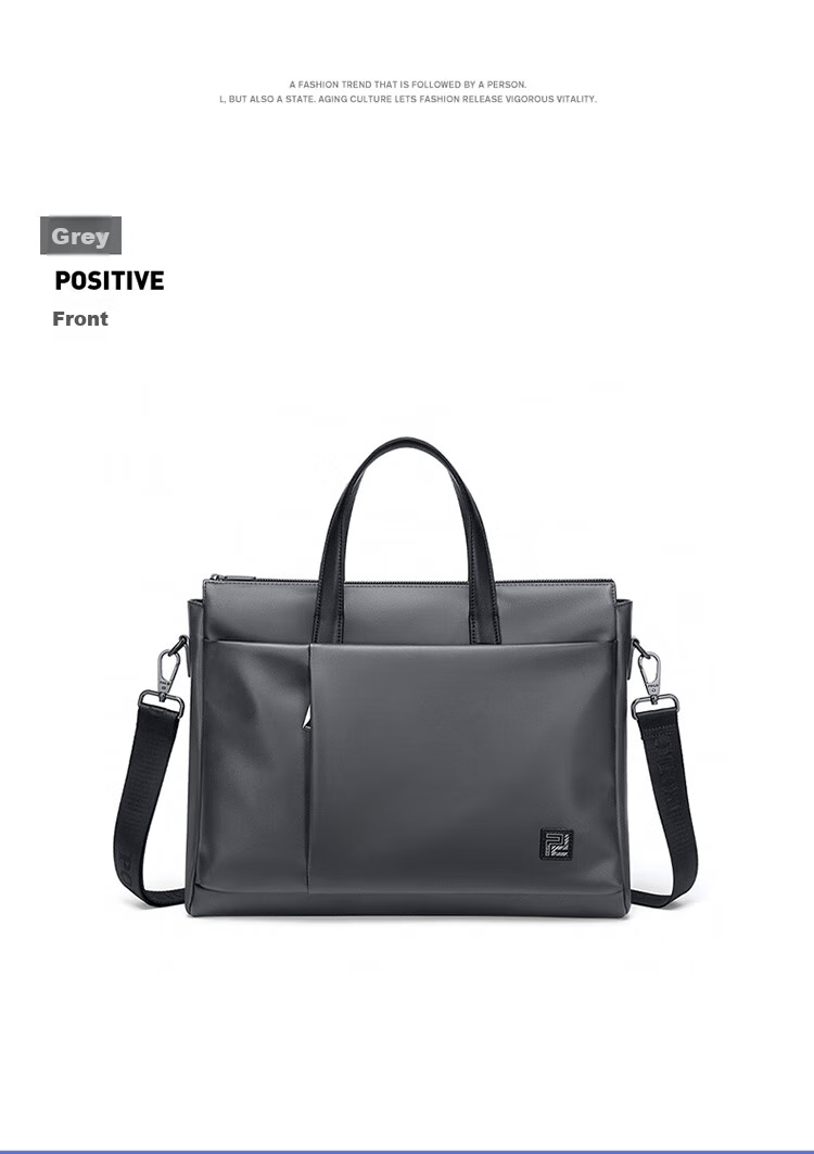 POLO Leather Briefcase, Men's Business Handbag, 16-Inch Laptop Bag, Horizontal Style, Single-Shoulder Document Bag, Birthday Gift 23