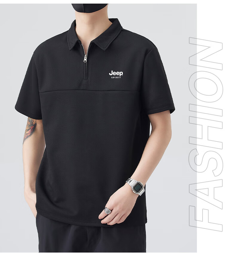 JEEP SPIRIT Men's Sports T-Shirt, Summer Ice-Cool Short-Sleeve POLO Shirt, Loose Casual Quick-Dry Men's Top, White, L 6