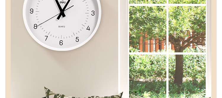Deli Simple And Stylish Wall Clock, Bedroom Living Room Time Reminder, No Drilling Required Large Dial, Black, LE402 Back-To Seaso 20