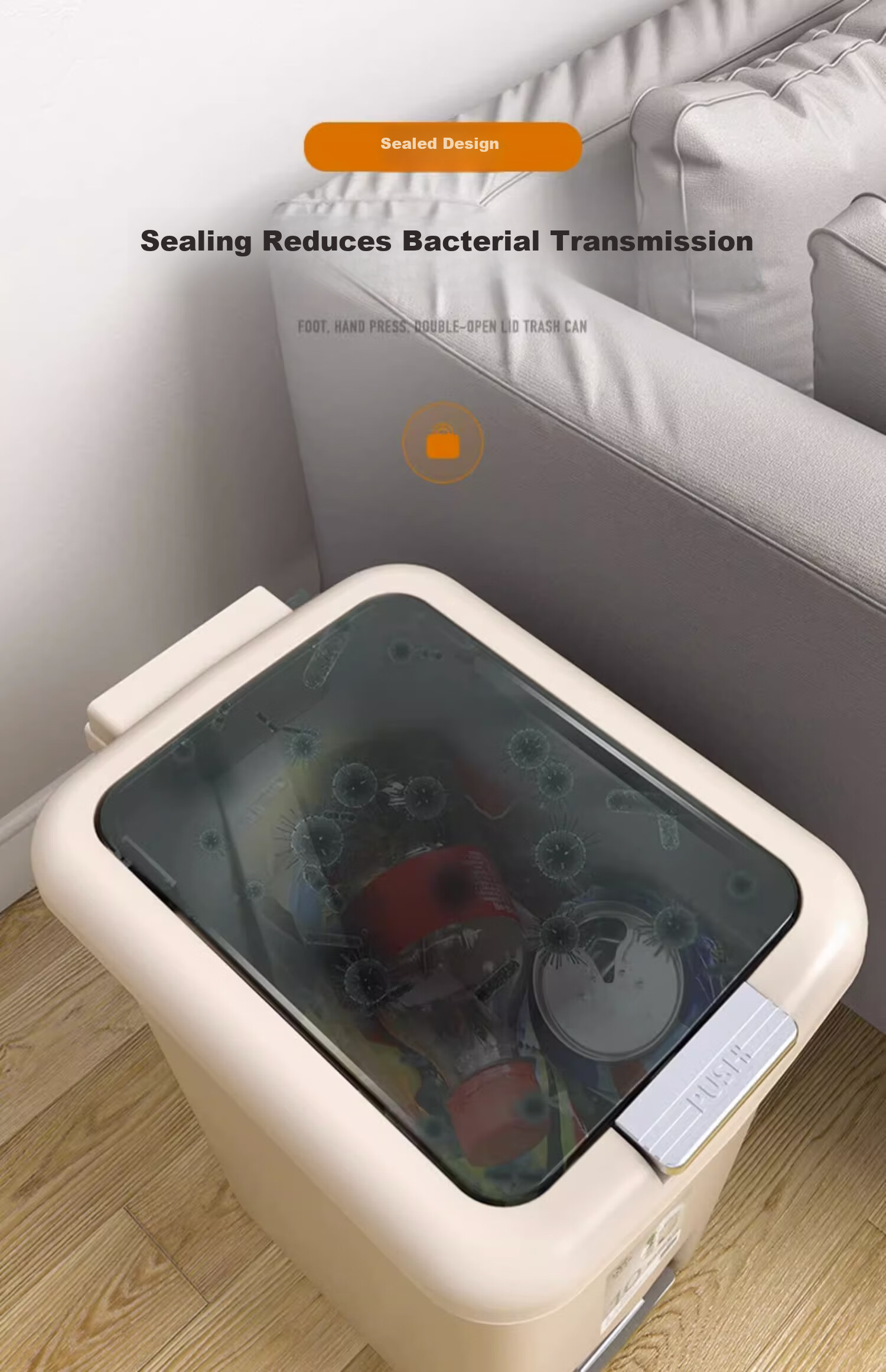 Jieshibao 20L Large Press-Covered Slim Trash Can for Bathroom, Kitchen, Bedroom, Living Room, Popular Household Bin 15