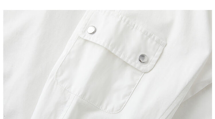 Dme [Encounter Virgo] Spring And Autumn Simple Commuter Workwear Pocket Shirt, Comfortable Elastic Hem Blouse Women's Top 13