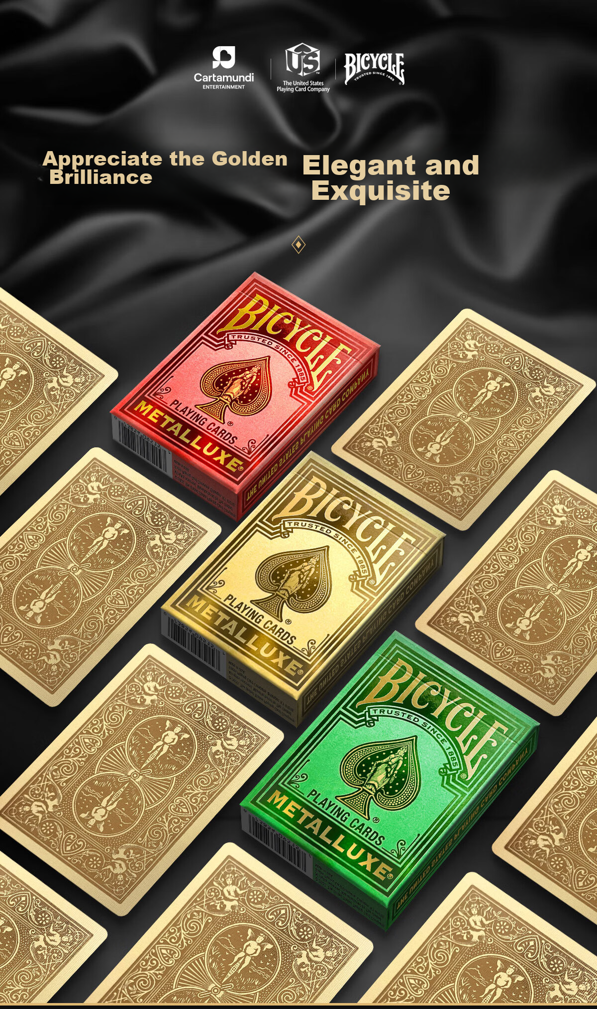 BICYCLE Playing Cards, High-End Luxury Gold-Stamped Cards, Ni Jin Series, Fairy Green, 1 Deck 1