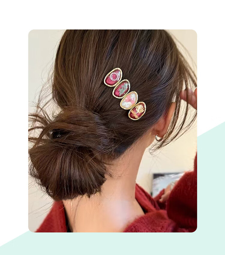 CHIMERA Qiji Red Hair Clip Side Clip Hairpin Bangs Clip Bridal Hair Accessory 6.1 Children's Day Gift 1