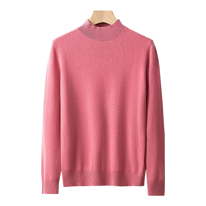 Hengyuanxiang 100% Pure Wool Women's Thick Half Turtleneck Loose Fit Base Layer Winter Fashion Knit Sweater Top