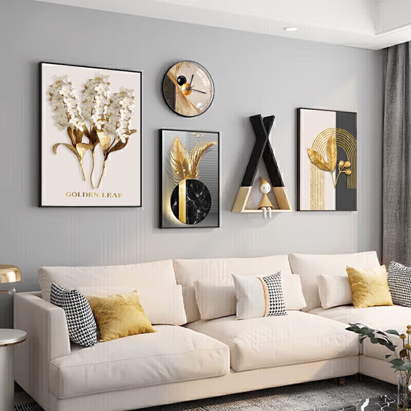 JIJUANJI Nordic Style Living Room Decorative Painting, Light Luxury Sofa Background Wall Art, Creative Combination Wall Hanging