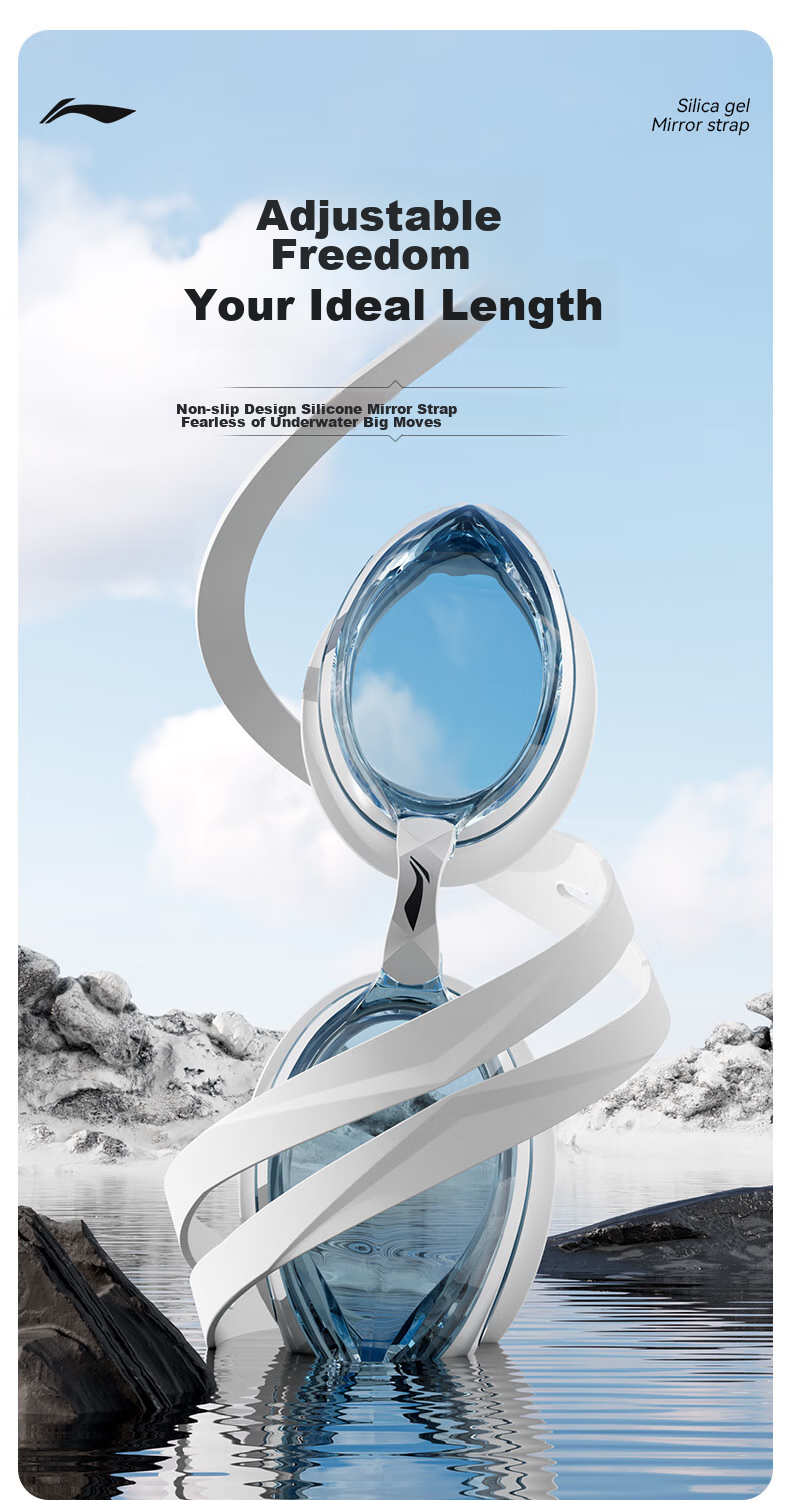 Li-Ning Swimming Goggles, Waterproof And Anti-Fog, High Definition Swim Glasses for Men And Women, Non-Prescription Swimming Goggles, Model 2596, White, 200 Degrees 7