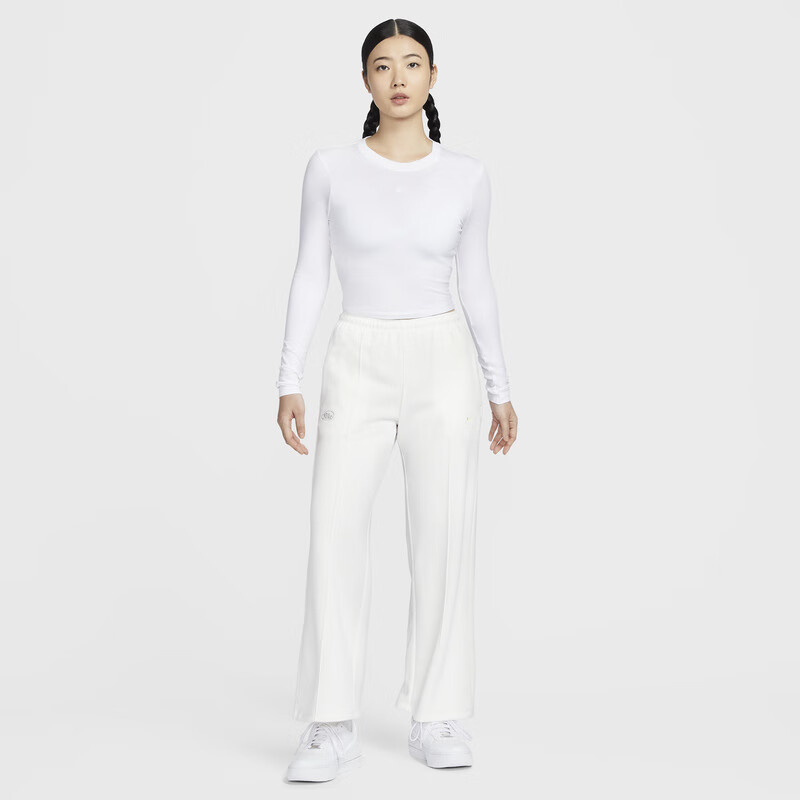 NIKE Spring And Summer Women's Long-Sleeve Round Neck T-Shirt, Athletic Casual, Slim-Fit HF5323-100 White XL 8