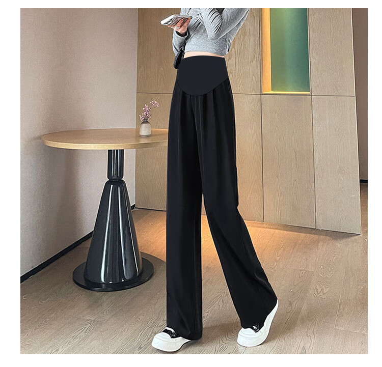 JOYNCLEON Maternity Pants Summer Thin Wide-Leg Suit Pants Comfortable Maternity Trousers Black XL JYK176497 10