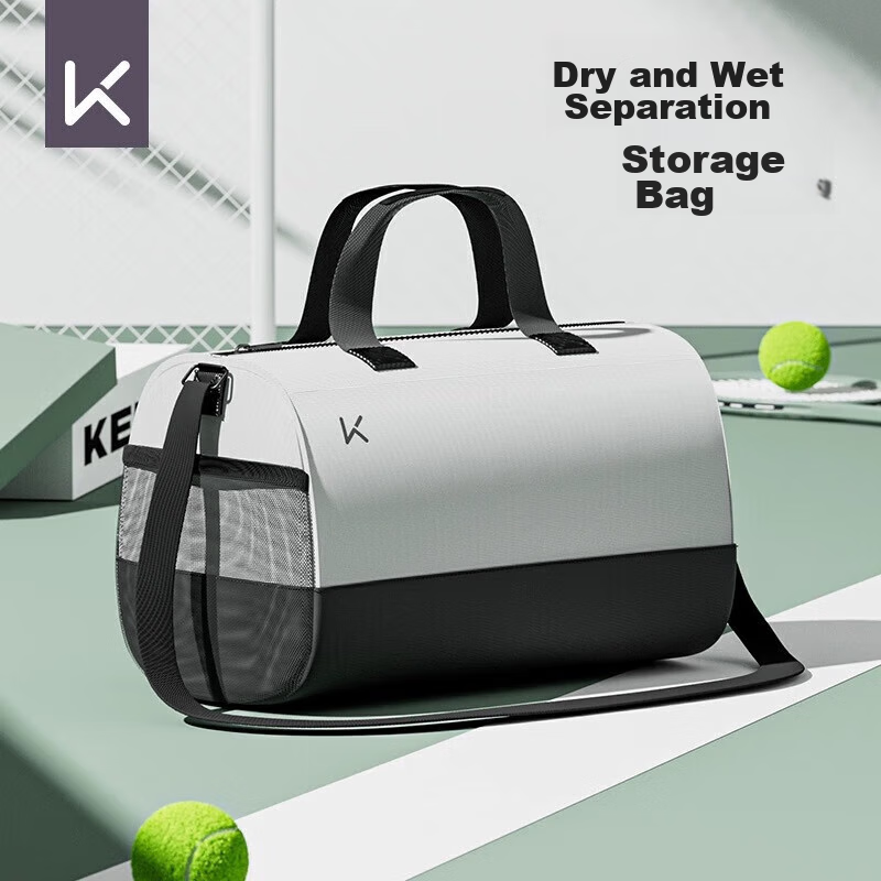 Keep Swimming Storage Bag with Dry And Wet Separation, Travel Fitness Bag for Men And Women, Sports Training Toiletry Waterproof Bag, White And Black
