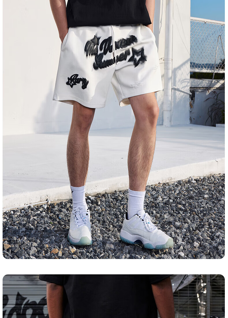 VEIDOORN Summer Heavyweight Party Shorts, Cotton Sweat-Absorbing Basketball Shorts, Sports Shorts, Loose Trendy Four-Point Pants, American Style for Me 8
