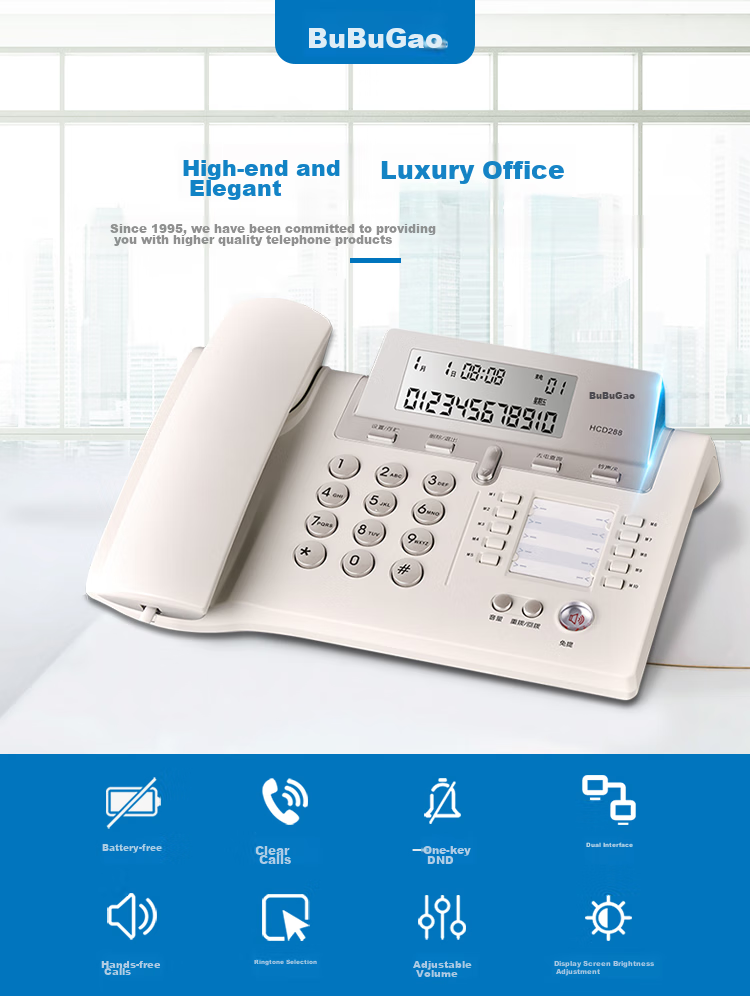 BBK Landline Telephone, Fixed-Line Phone for Office And Home Use, Stylish Lift Screen, 10 Sets of One-Key Dialing, HCD288 Elegant Gray 2