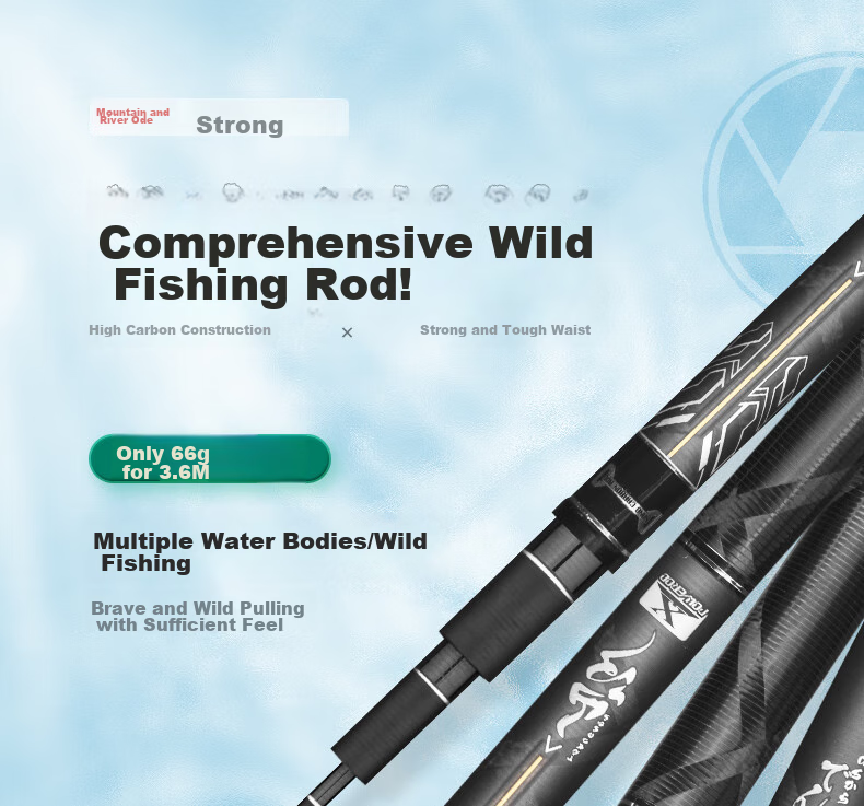 Grsaed Shanhefu 7.2-Meter Fishing Rod, Handheld Rod, 28-Section Composite Rod, Carbon Fiber Ultra-Light Ultra-Hard Pole for Carp And Crucian Carp Fishing 1