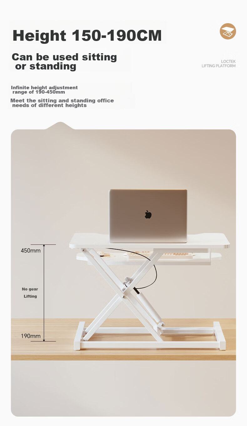 Loctek Adjustable Height Workstation Desk, Standing Desk Converter, Foldable Computer Desk for Home Office, MX1 Elegant Black 5