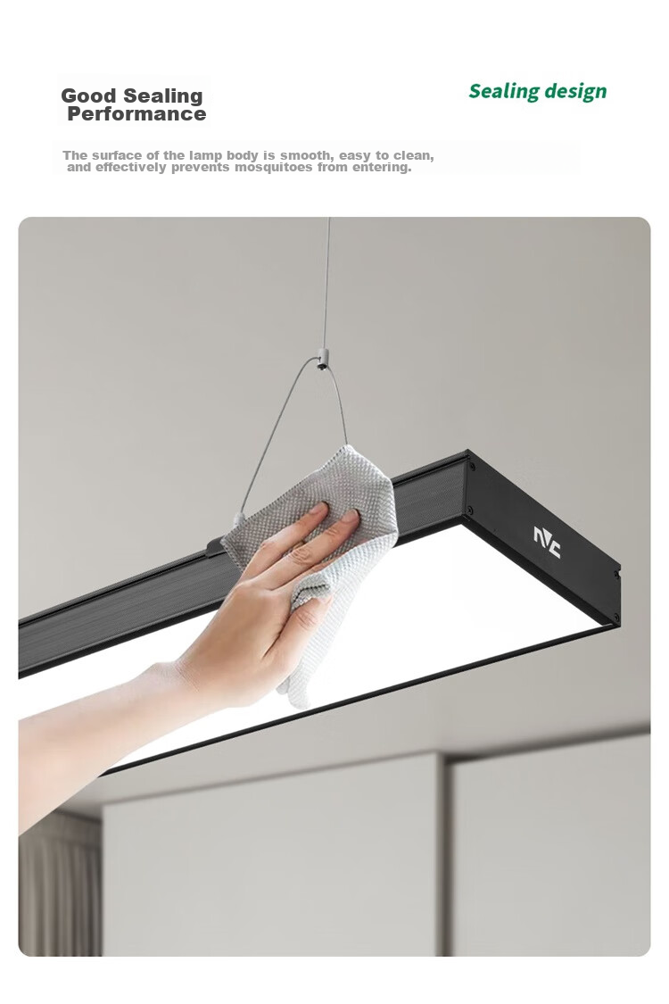 NVC LED Pendant Light for Office, Mall, Shop, Minimalist Long Strip Light, Iron Art Lamp Body, Black Frame Spotlight, 50W Cool White 9