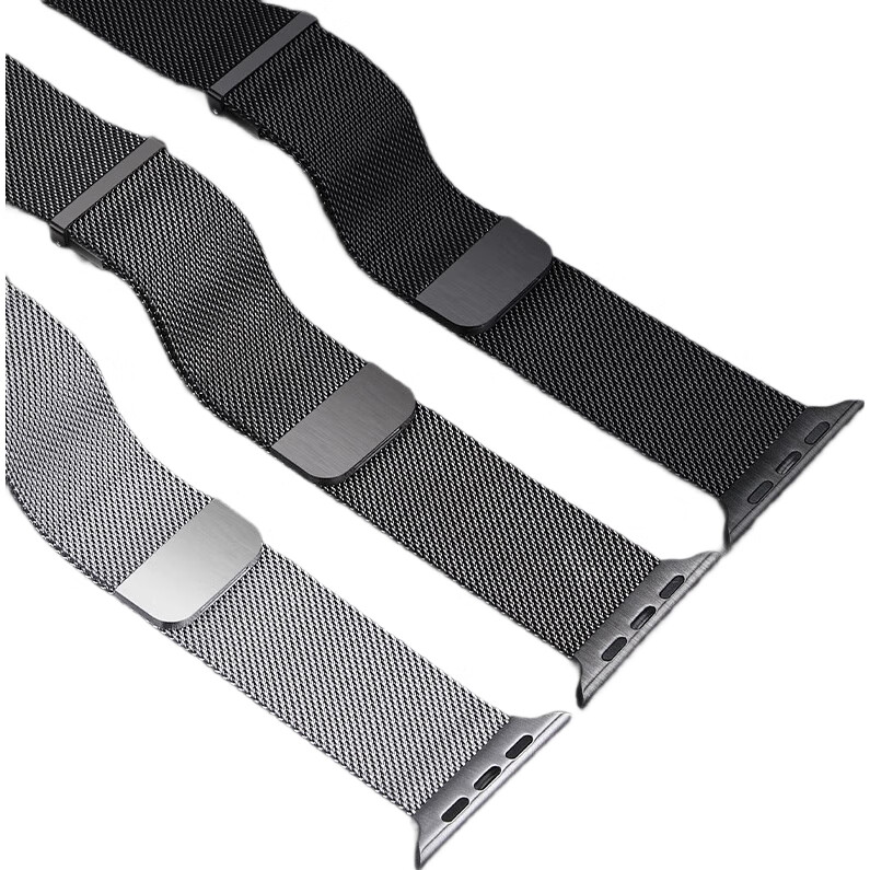 Ремешок BHO Milanese Loop из нержавеющей стали с двойной магнитной застежкой для Apple Watch Series 11/Ultra/SE/3/2, S10/9/8, 44/45/46/49 мм, цвет "Звездный свет"