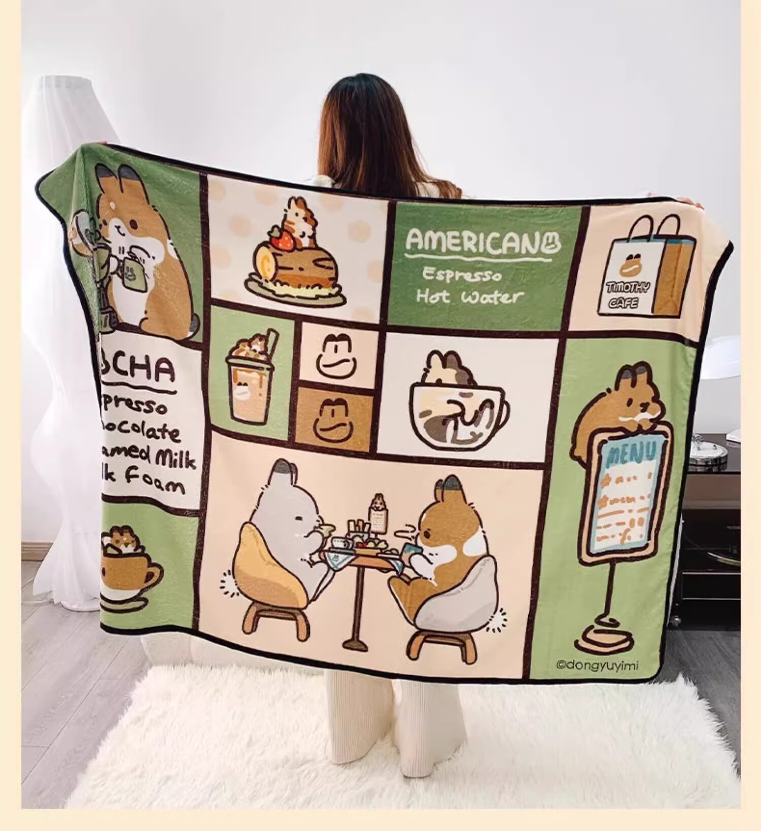 Shandian Kapibala Office Student Nap Blanket, All-Season Universal Air Conditioning Sofa Nap Shawl Blanket Cover 11