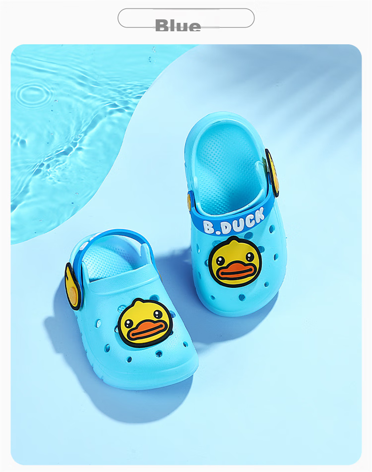 B.Duck Children's Slippers, Summer Boys' Sandals, Girls' Cartoon Cute Home Shoes, 5901 Beige, Size 30 15