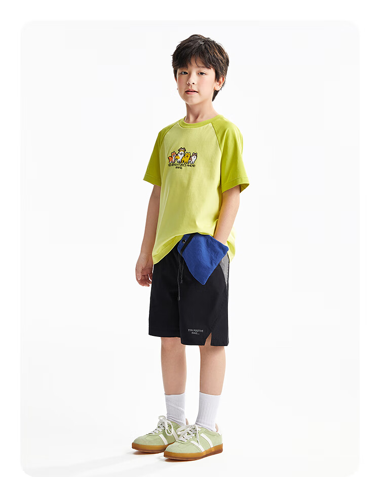 Annil Boys' Shorts, 2025 Summer New Style, Pure Cotton Pants, Casual Breathable Mid-Length Shorts, Jacquard Five-Point Shorts 9