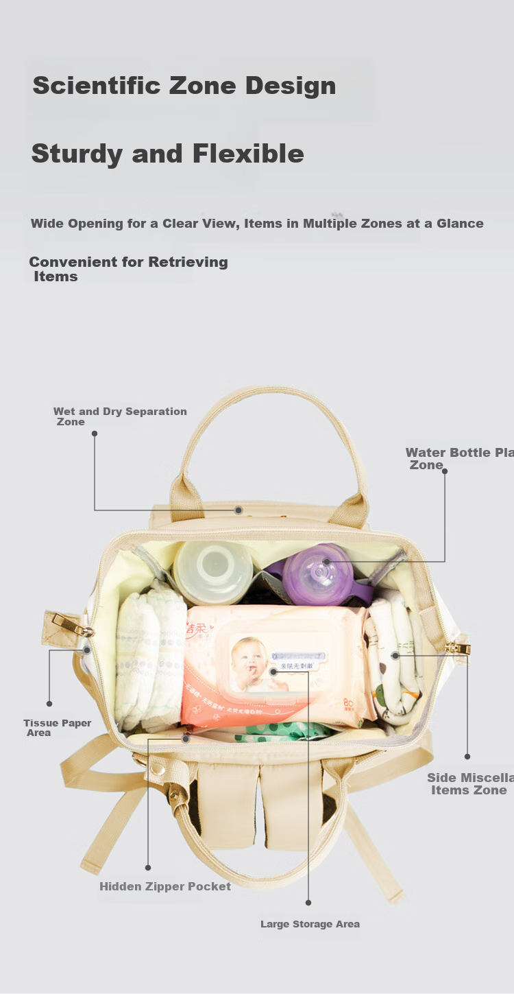 Aibaoshi Mommy Bag Backpack Multifunctional Breast Milk Bag Large Capacity Lightweight Outdoor Maternity Bag Dad Bag Khaki Fabric M400 5