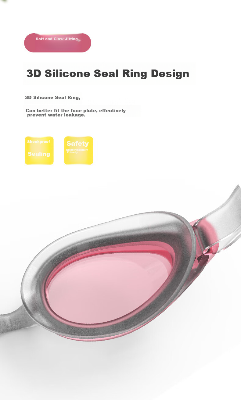COCOLIC Children's Swimming Goggles, Soft And Comfortable, Waterproof, Anti-Fog, HD Clear, Suitable for Ages 7-12, CO-4100 Lemon Tree 4