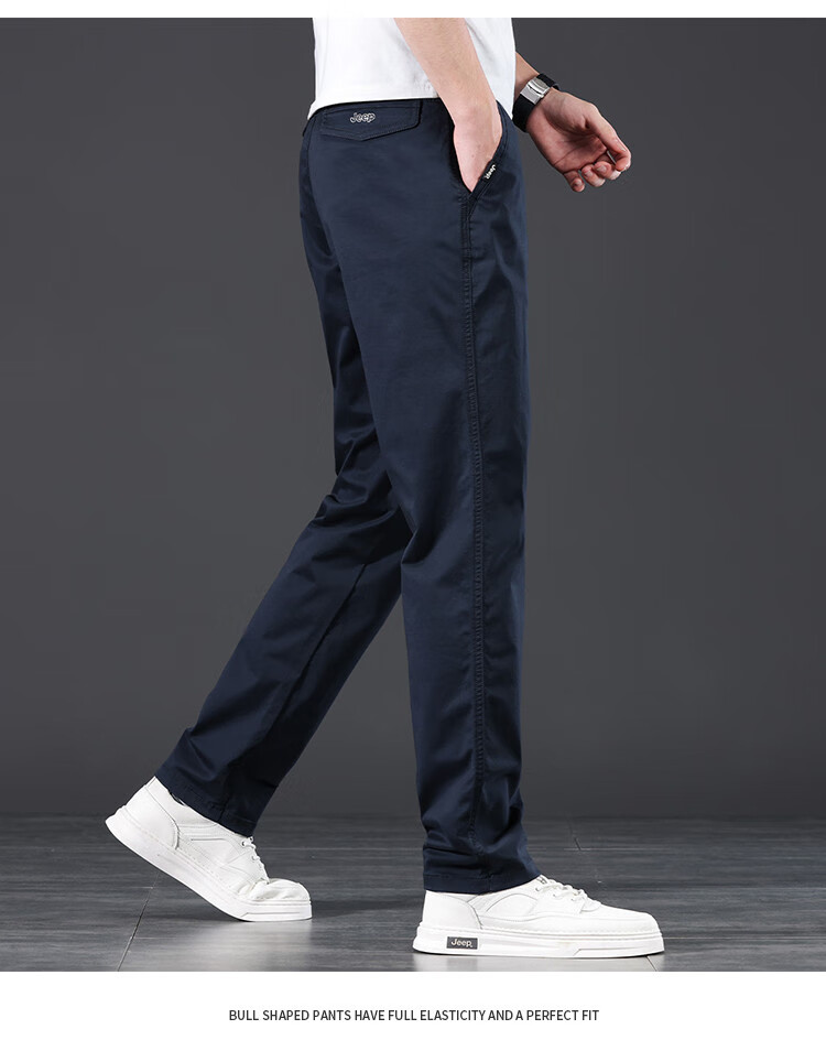 JEEP High-End Men's Casual Pants, 2026 New Summer Thin Loose Straight-Leg Business Pure Cotton Trousers for Me 20
