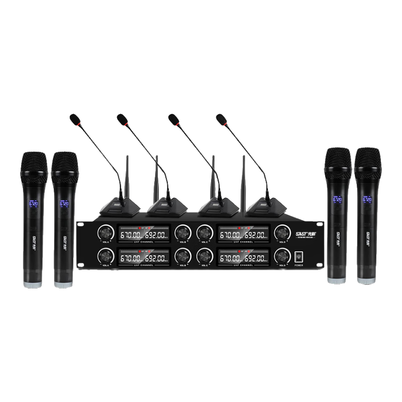 SAST Handheld Wireless Microphone System with UHF Transmitter, Long-Range Transmission, Anti-Howling, Professional Stage Singing, Home Use, Conference Speaking, Training, Broadcasting for Weddings, Parties And Karaoke