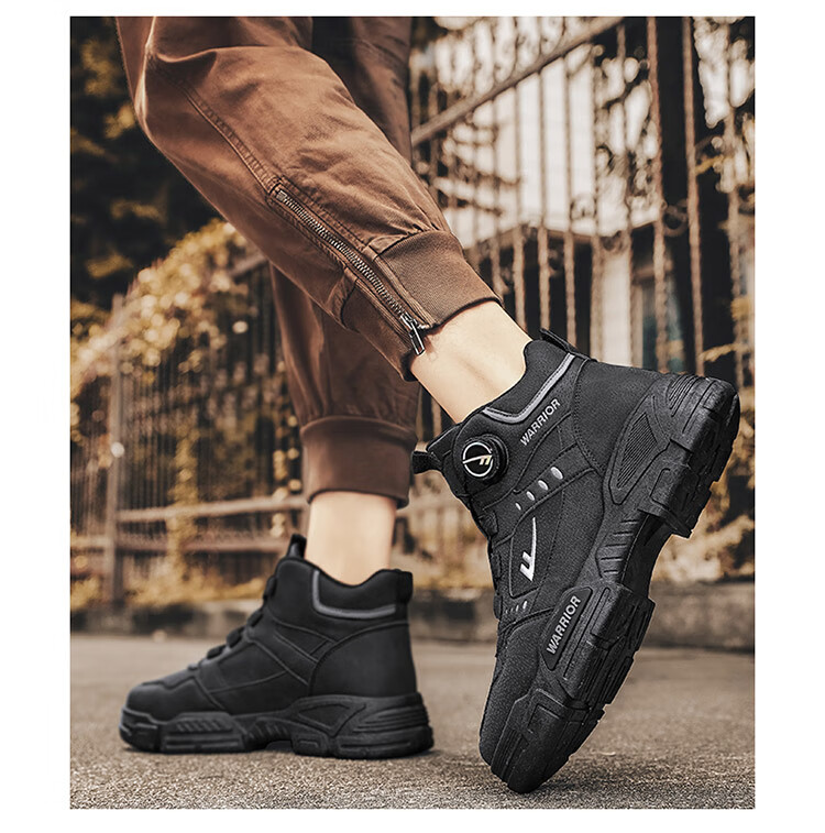 Huili (Warrior) Men's Boots, Casual Martin Boots, Outdoor Shoes for Men, Work-Style Men's Shoes F838M, Gray, Size 42 10