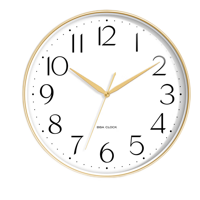 BBA Wall Clock, Home Living Room Electronic Clock, Wall-Mounted 2026 Model Quartz Watch, 30cm Gold Frame