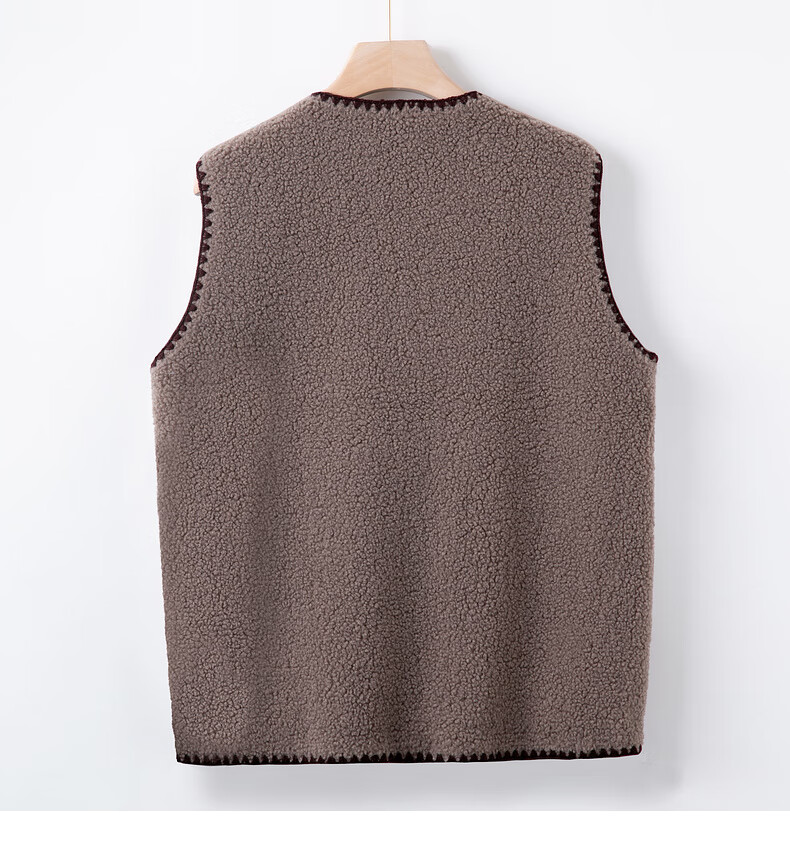 Fengxiao Middle-aged and Elderly Women's Autumn Vest New Stylish Autumn Winter Sleeveless Casual Solid Color Fleece Vest for Mom 7